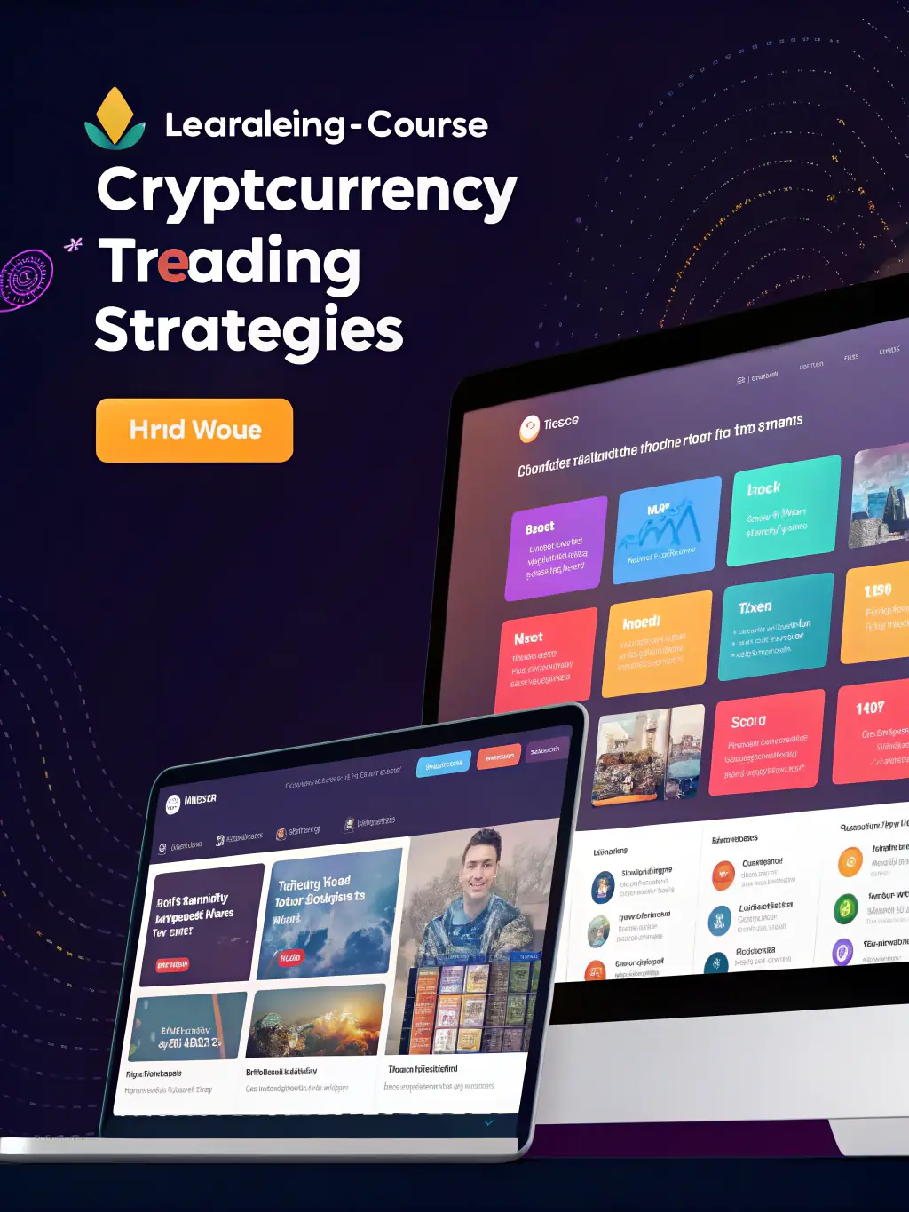 A visually appealing online course platform interface, showcasing various courses on different subjects, representing passive income through online education.