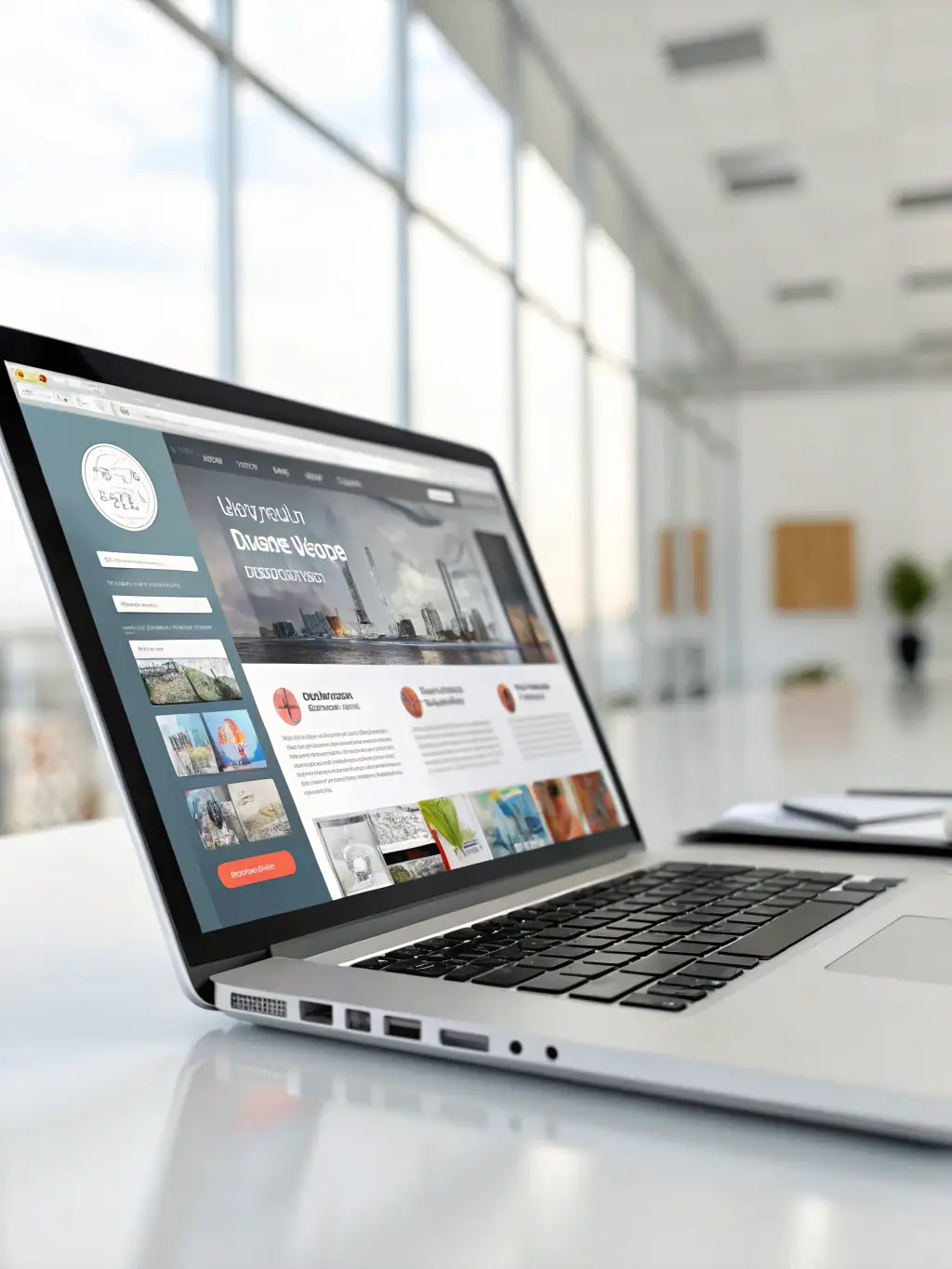 A laptop displaying an e-commerce platform interface with product listings and sales statistics, representing online business.